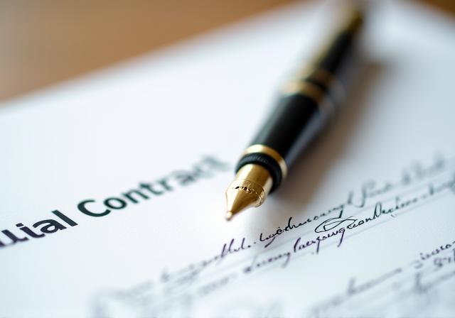 Close up of a high-quality legal document with fountain pen
